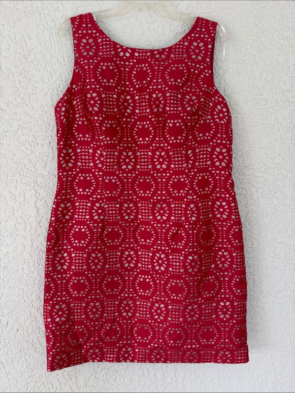 Leslie Fay Red Sleeveless Eyelet Sheath Dress size 16